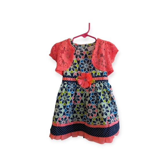 Sugah & Honey Spring Dress With Cardigan Youth Girls Kids 2T Blue Pink 2 Piece - Picture 1 of 8